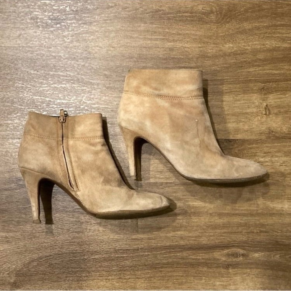 J. Crew Vintage Burnt Sienna Suede Zipper Ankle Boots Size 7.5 Made in Italy
